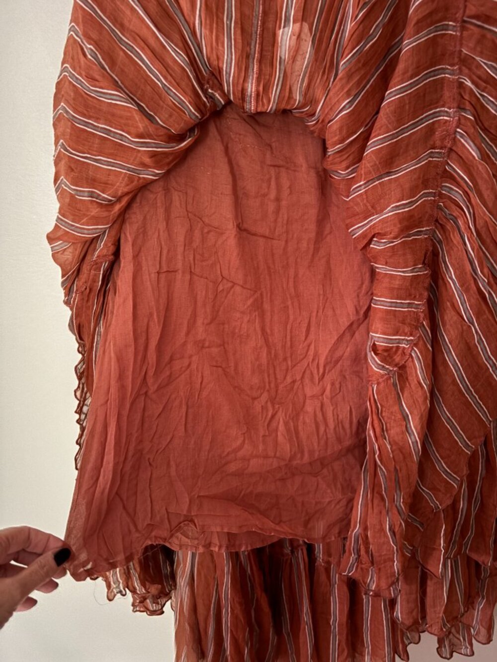 NWOT Free People One Ember Stripe Midi Skirt in Terracotta, size L & XL - Picture 4 of 7